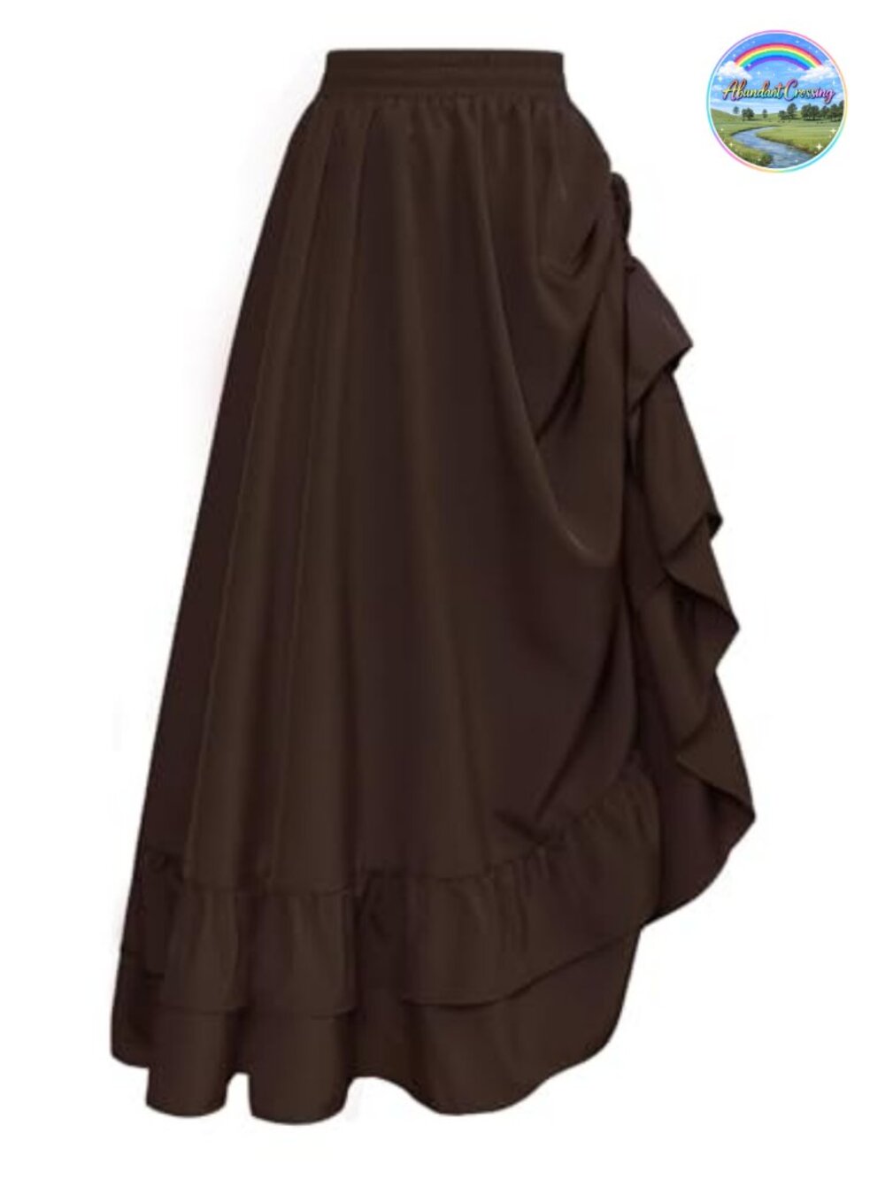 A-Line Maxi Skirt High Waist Ruffle Hem Drawstring Renaissance Cosplay